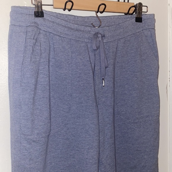 Athleta Farallon Heathered blue crop wide leg soft casual pants with drawstring - Picture 3 of 8